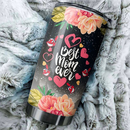 Cleveland Indians Cool Flower Best Mom Ever MLB Tumbler with a Stylish and MLB Design - Image 2