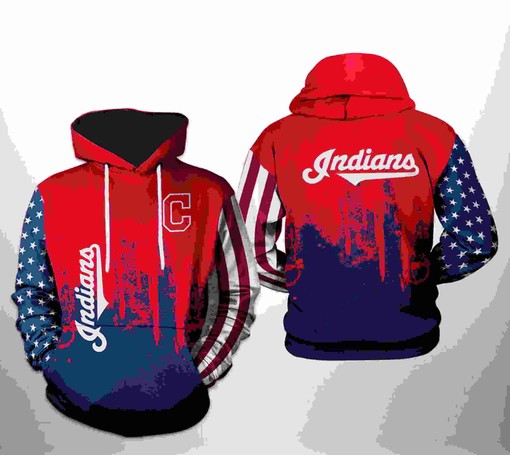 Cleveland Indians MLB Team US 3D Hoodie with Patriotic Design - All Over Print Hoodie Printful
