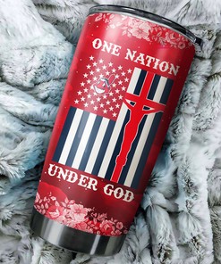 Cleveland Indians MLB Tumbler - "One Nation Under God" Design for Baseball Fans with Custom MLB Logo