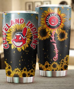 Cleveland Indians Sunflower Design MLB Tumbler - Baseball Mom Tumbler Ideas
