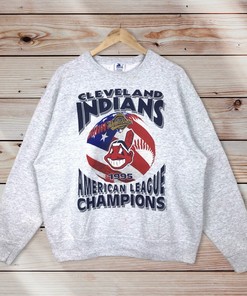 Cleveland Indians Vintage Style Crewneck Sweatshirt Pullover - MLB Starter 90s