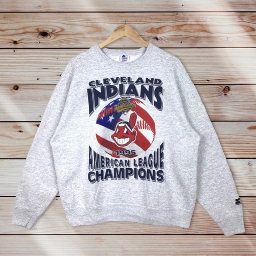 Cleveland Indians Vintage Style Crewneck Sweatshirt Pullover - MLB Starter 90s