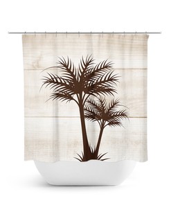 Coastal Bathroom Decor with Tropical Brown Palm Tree Shower Curtain for a Beach House or Guest Bathroom - SHOWER95