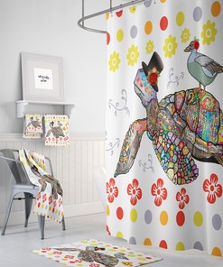 Coastal Sea Turtle Shower Curtain for a Beachy Bathroom Theme