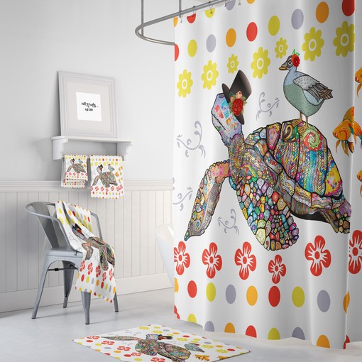 Coastal Sea Turtle Shower Curtain for a Beachy Bathroom Theme
