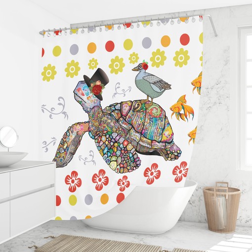 Coastal Sea Turtle Shower Curtain for a Beachy Bathroom Theme - Image 2