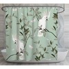 Cockatoo Shower Curtain | White & Sage Green Bird Print Bath Decor | Vintage Bathroom