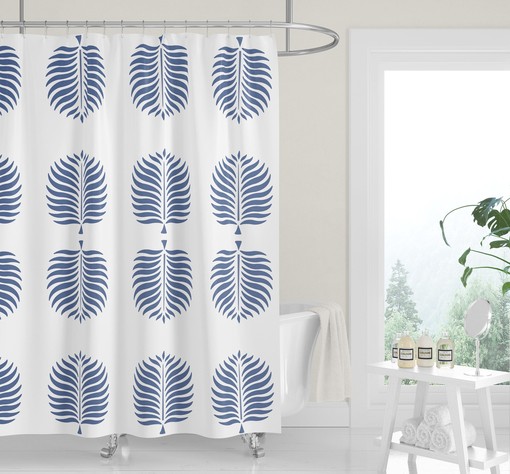 Cocoa Tropical Island Tan Palm Fronds Easy-Care Fabric Modern Shower Curtain - Image 3