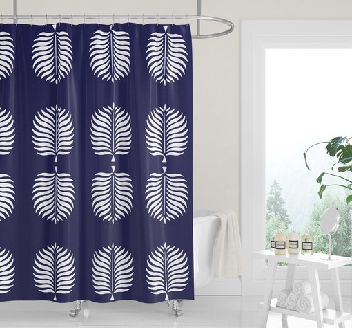 Cocoa Tropical Island Tan Palm Fronds Easy-Care Fabric Modern Shower Curtain - Image 4