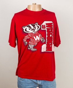 College American Shirt: Vintage 1987 University of Wisconsin Badgers Bucky Badger Number One Single Stitch Shirt