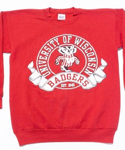 College American Shirt: Vintage Wisconsin Badgers Red Pullover Crewneck College Sweatshirt, Hoodie, T-Shirt