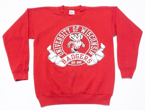 College American Shirt: Vintage Wisconsin Badgers Red Pullover Crewneck College Sweatshirt, Hoodie, T-Shirt