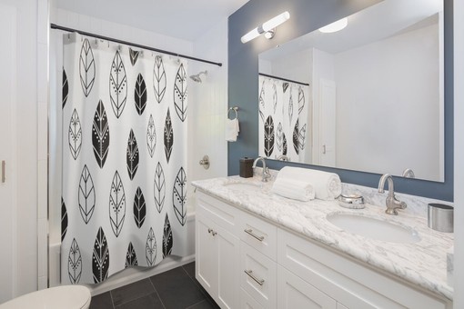 College Dorm Bathroom Decor with Boho Feathers Shower Curtain - Image 2