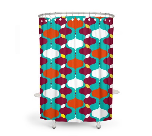 Color Pop Atomic Mid Century Modern Shower Curtain Set with Matching Towels and Mat - Image 2