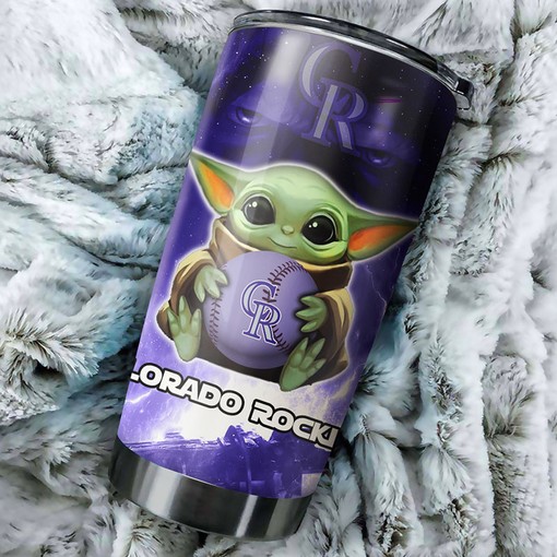 Colorado Rockies Baby Yoda MLB Tumbler with Personalized Design and Logo for Any Fan