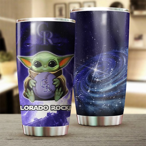 Colorado Rockies Baby Yoda MLB Tumbler with Personalized Design and Logo for Any Fan - Image 2