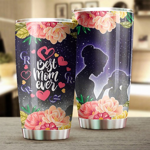 Colorado Rockies Cool Flower Best Mom Ever MLB Tumbler with a Unique Design - Image 2