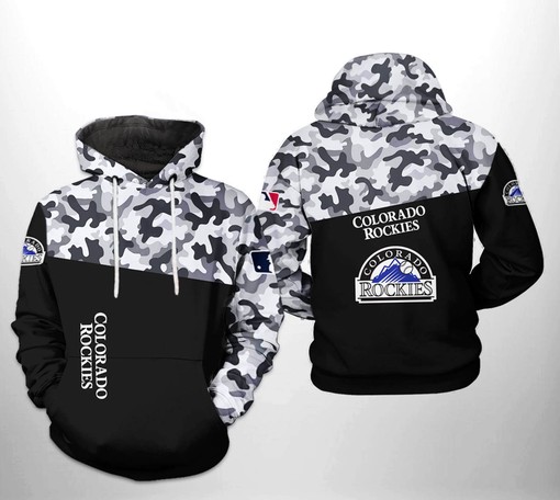 Colorado Rockies MLB Camo Veteran All Over Print 3D Hoodie - Military Style