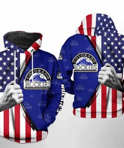 Colorado Rockies MLB Team US All Over Print 3D Hoodie Zipper Hoodie - Patriotic Style