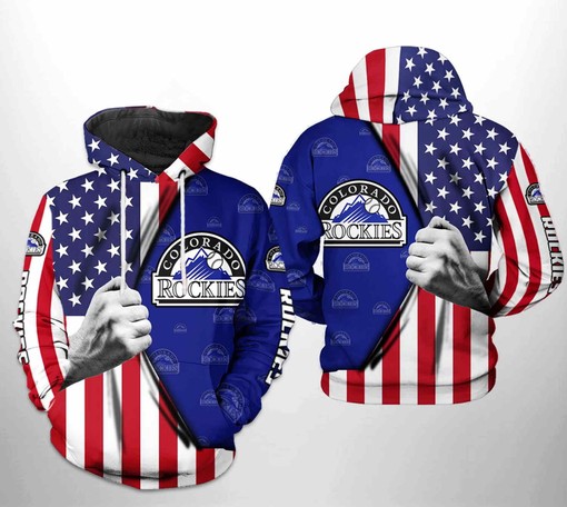 Colorado Rockies MLB Team US All Over Print 3D Hoodie Zipper Hoodie - Patriotic Style