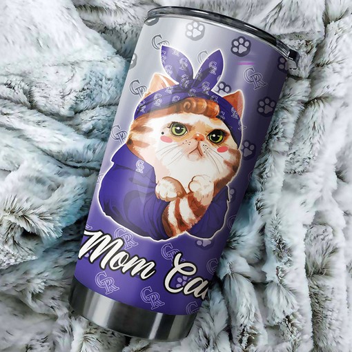 Colorado Rockies MLB Tumbler Personalized for Cat Moms with Special Design and MLB Logo