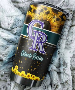 Colorado Rockies MLB Tumbler with Beautiful Sunflower Design - Perfect Tumbler for Rockies Fans
