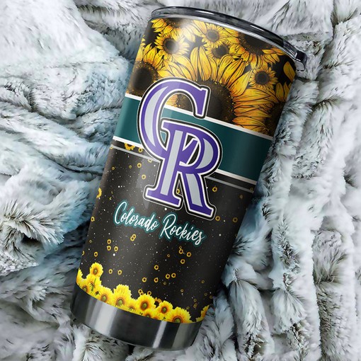 Colorado Rockies MLB Tumbler with Beautiful Sunflower Design - Perfect Tumbler for Rockies Fans