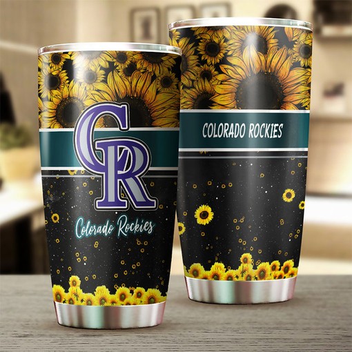 Colorado Rockies MLB Tumbler with Beautiful Sunflower Design - Perfect Tumbler for Rockies Fans - Image 2