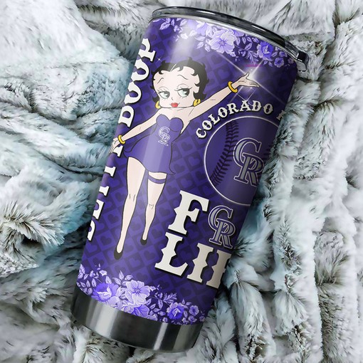 Colorado Rockies MLB Tumbler with Betty Boop and MLB Logo - Classic Tumbler for Rockies Enthusiasts