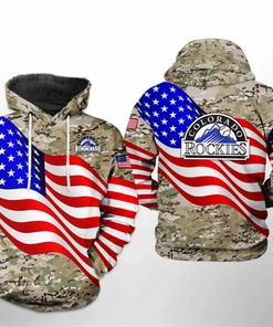 Colorado Rockies MLB US Flag Camo Veteran All Over Print 3D Hoodie Zipper Hoodie - Patriotic and Camo Style