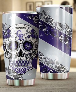 Colorado Rockies Skull MLB Tumbler with Unique Engraving and Custom Logo for Fans