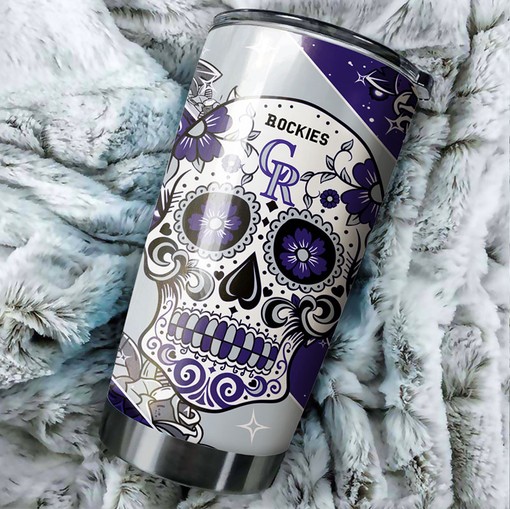 Colorado Rockies Skull MLB Tumbler with Unique Engraving and Custom Logo for Fans - Image 2