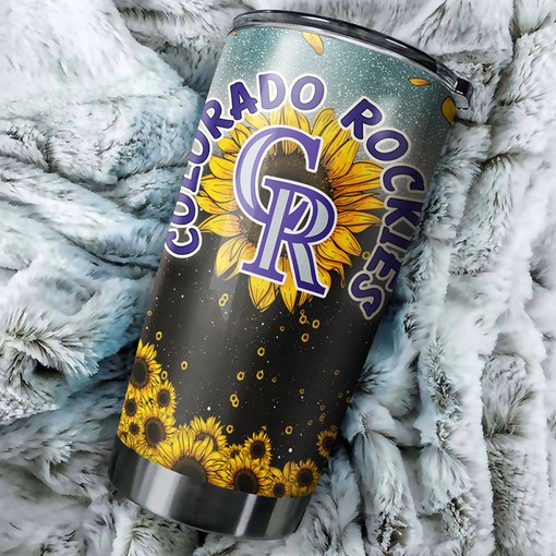 Colorado Rockies Vibrant Sunflower MLB Tumbler with a Unique MLB Design - Image 2
