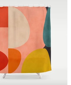 Colorblock Designer Print Shower Curtain - Modern Bathroom Set with Customizable Size