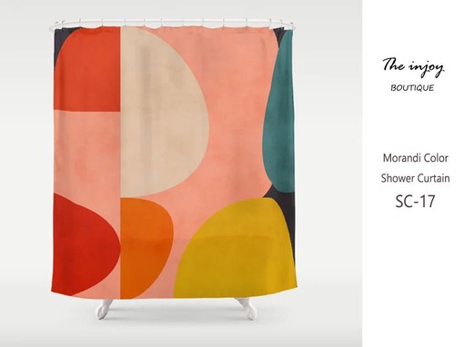 Colorblock Designer Print Shower Curtain - Modern Bathroom Set with Customizable Size