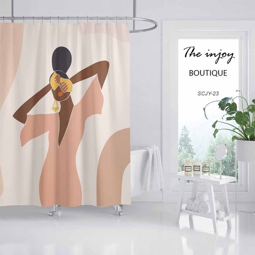 Colored Girl Shower Curtain | Modern Bathroom Decor Ideas | Waterproof Customized Kids Bathroom Shower Curtain - Image 2