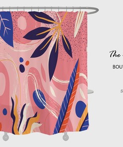 Colorful Abstract Flowers Shower Curtain with Hook and Custom Sizes - Vibrant and Trendy Bathroom Decor
