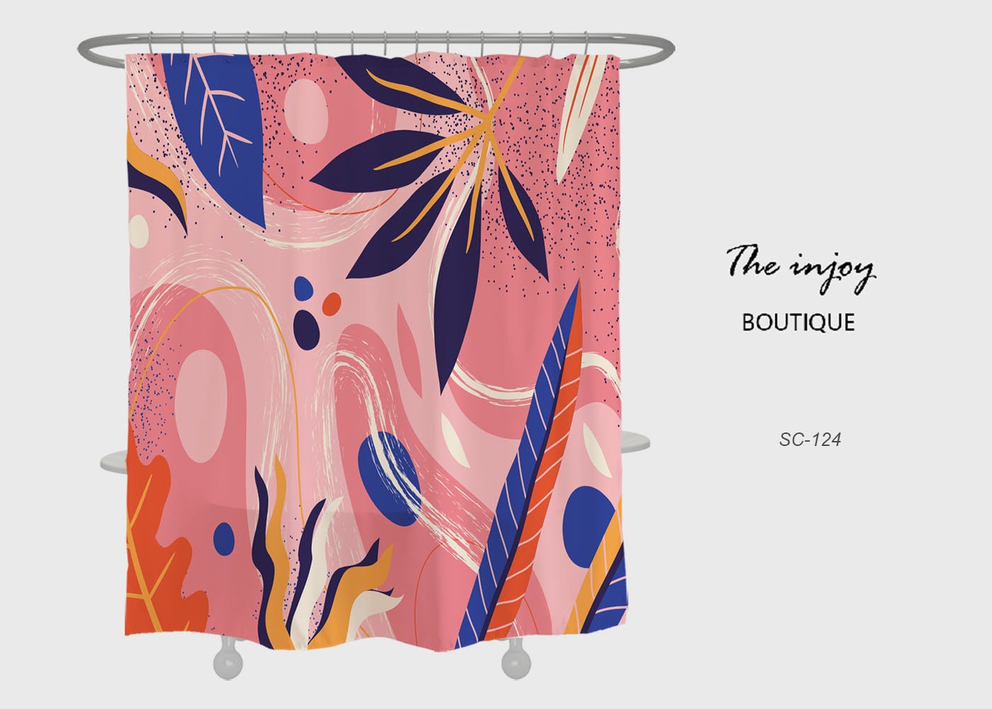 Colorful Abstract Flowers Shower Curtain with Hook and Custom Sizes - Vibrant and Trendy Bathroom Decor
