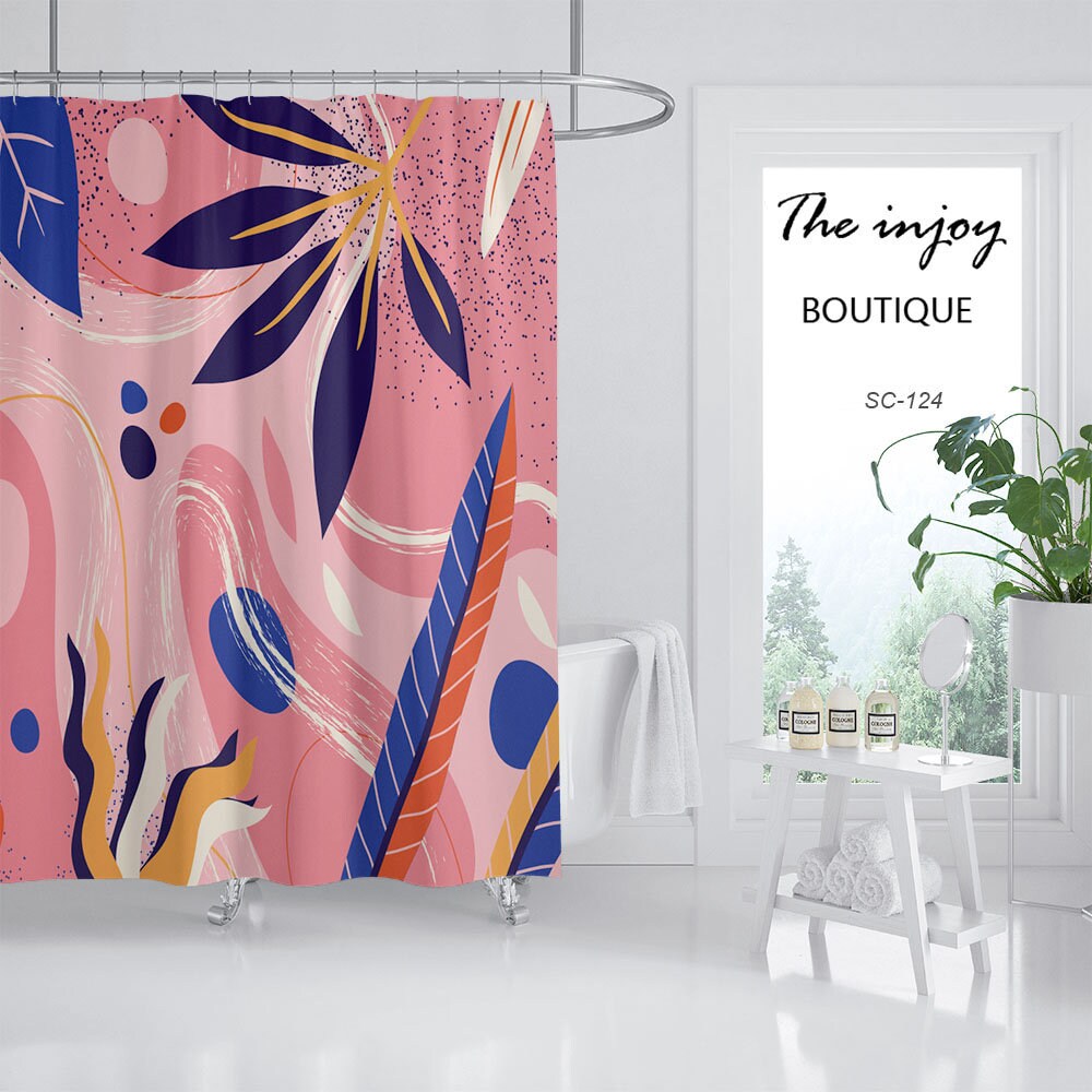 Colorful Abstract Flowers Shower Curtain with Hook and Custom Sizes - Vibrant and Trendy Bathroom Decor - Image 2