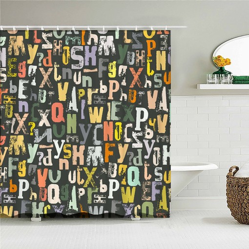 Colorful Alphabets Kids Bathroom Shower Curtain, Fun Home Bath Decor Accessories