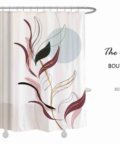 Colorful Art Leave Shower Curtain - Purple Plant Waterproof Bath Decor with Abstract Bathroom Set