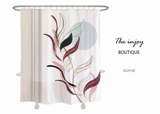 Colorful Art Leave Shower Curtain - Purple Plant Waterproof Bath Decor with Abstract Bathroom Set