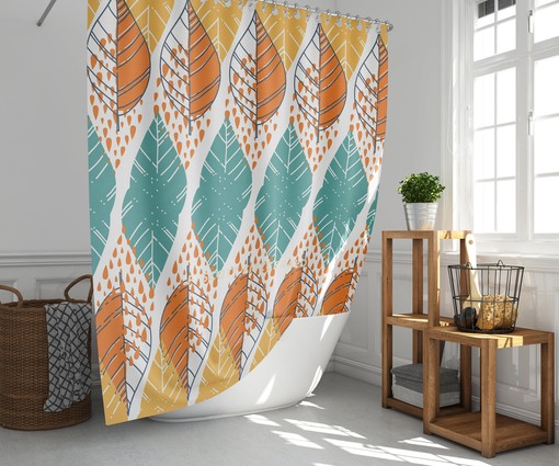 Colorful Autumn Leaves Shower Curtain | Fall Leaf Bathroom Decor | Housewarming Gift