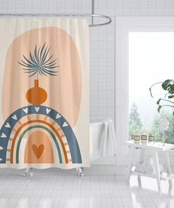 Colorful Bohemian Vase Palm Leaves Boho Rainbow Shower Curtain