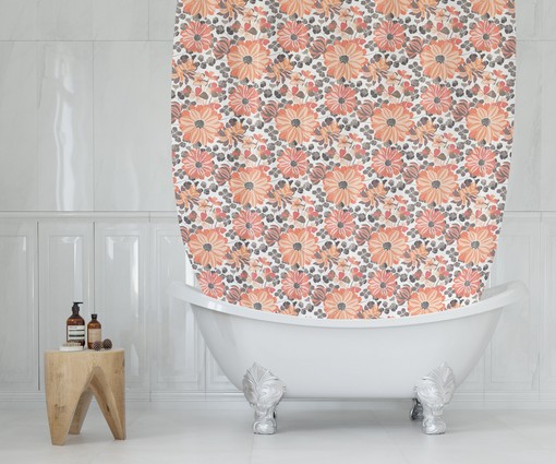 Colorful Boho Botanical Shower Curtain / Floral Bath Print / Bathroom Accessories / Modern Bath Design - Image 4