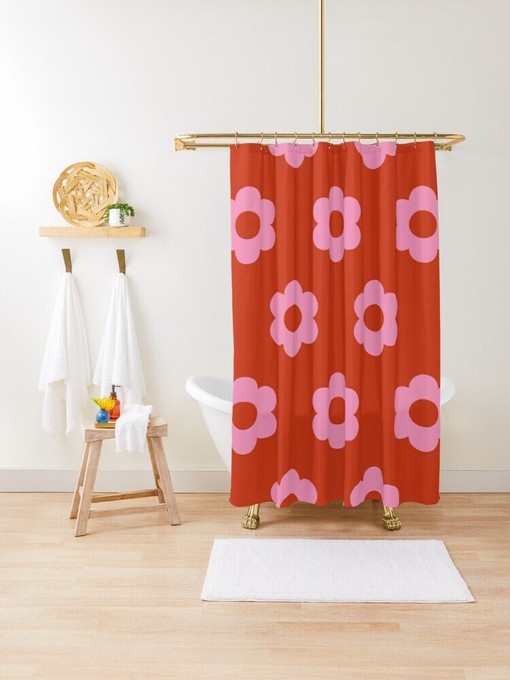 Colorful Boho Floral Disney Shower Curtain - Chic Design and Eco-Friendly Material with Hooks Included
