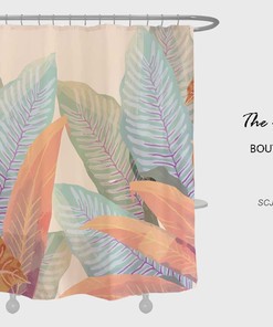 Colorful Boho Leaves Shower Curtain, Perfect for Boho Home Decor and Nature-Inspired Bath Design