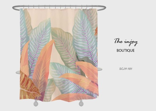 Colorful Boho Leaves Shower Curtain, Perfect for Boho Home Decor and Nature-Inspired Bath Design