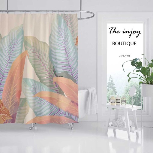 Colorful Boho Leaves Shower Curtain, Perfect for Boho Home Decor and Nature-Inspired Bath Design - Image 2