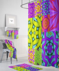 Colorful Boho Shower Curtain Set for Vibrant Bathroom Decor